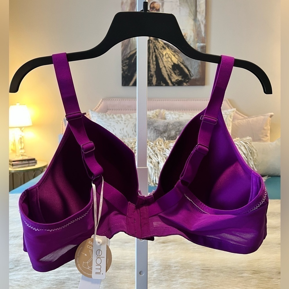 New ELOMI BIJOU Purple 42 F Underwire Banded Molded Bra EL8730 Adjustable Back - Picture 7 of 12